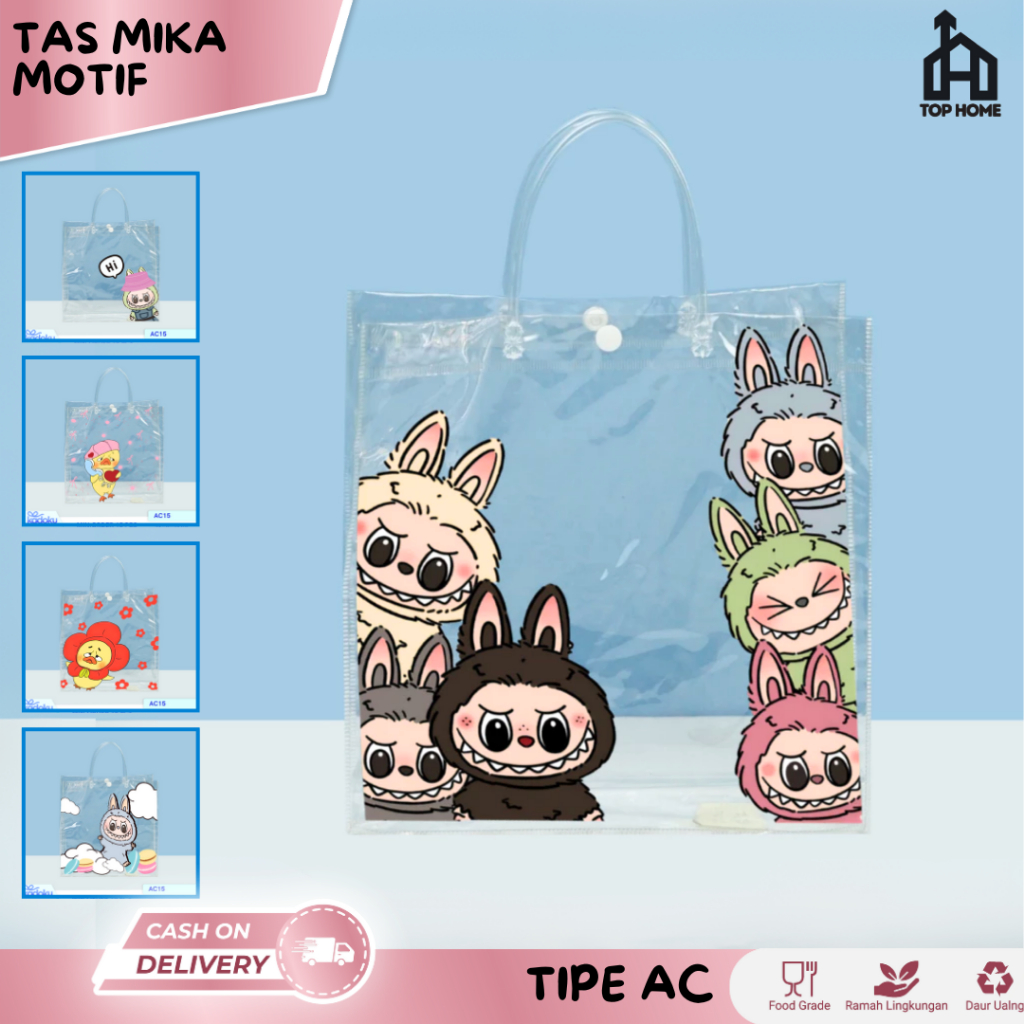 

(MIN 15 PCS) Tas Mika PVC Labubu / Tas Mika PVC Transparan / Tas Bening /Tas Transparan /Tas Hampers