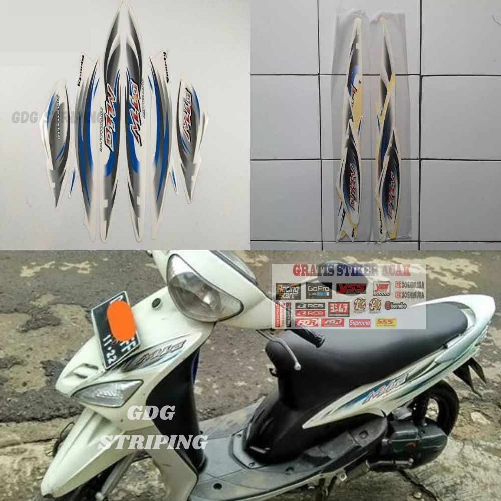 Striping Stiker Motor Yamaha Mio Sporty 2007 Biru Putih Murah
