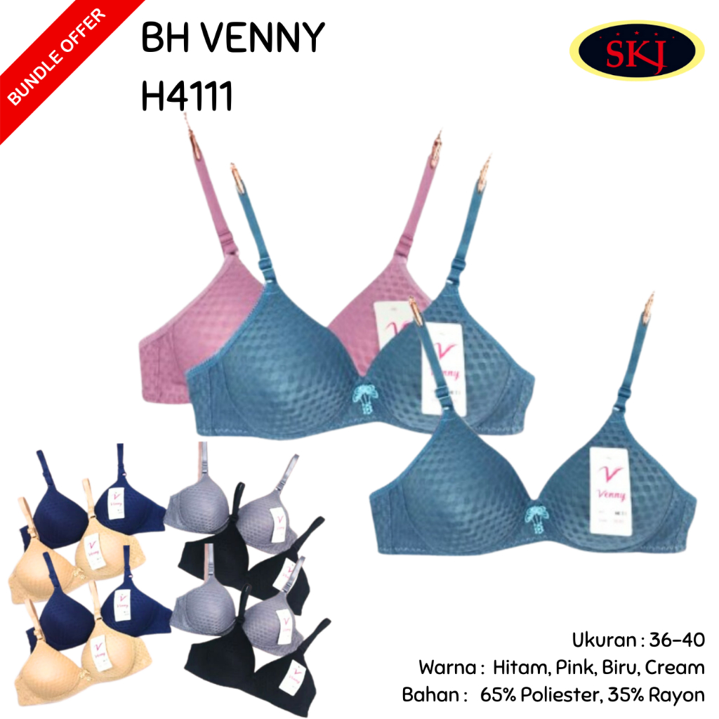 BH VENNY HFN H4111 Bahan Katun Busa Tipis Tanpa Kawat / Pakaian Dalam Venny Premium