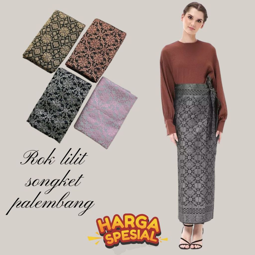 Rok Lilit Songket Hitam Silver / Bawahan Kebaya / Rok Lilit Songket
