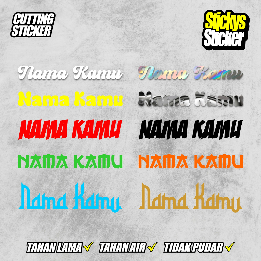 Stiker nama custom nama sendiri Stiker Cutting Custom 10 WARNA UKURAN BESAR - Tanpa Minimal Order #4