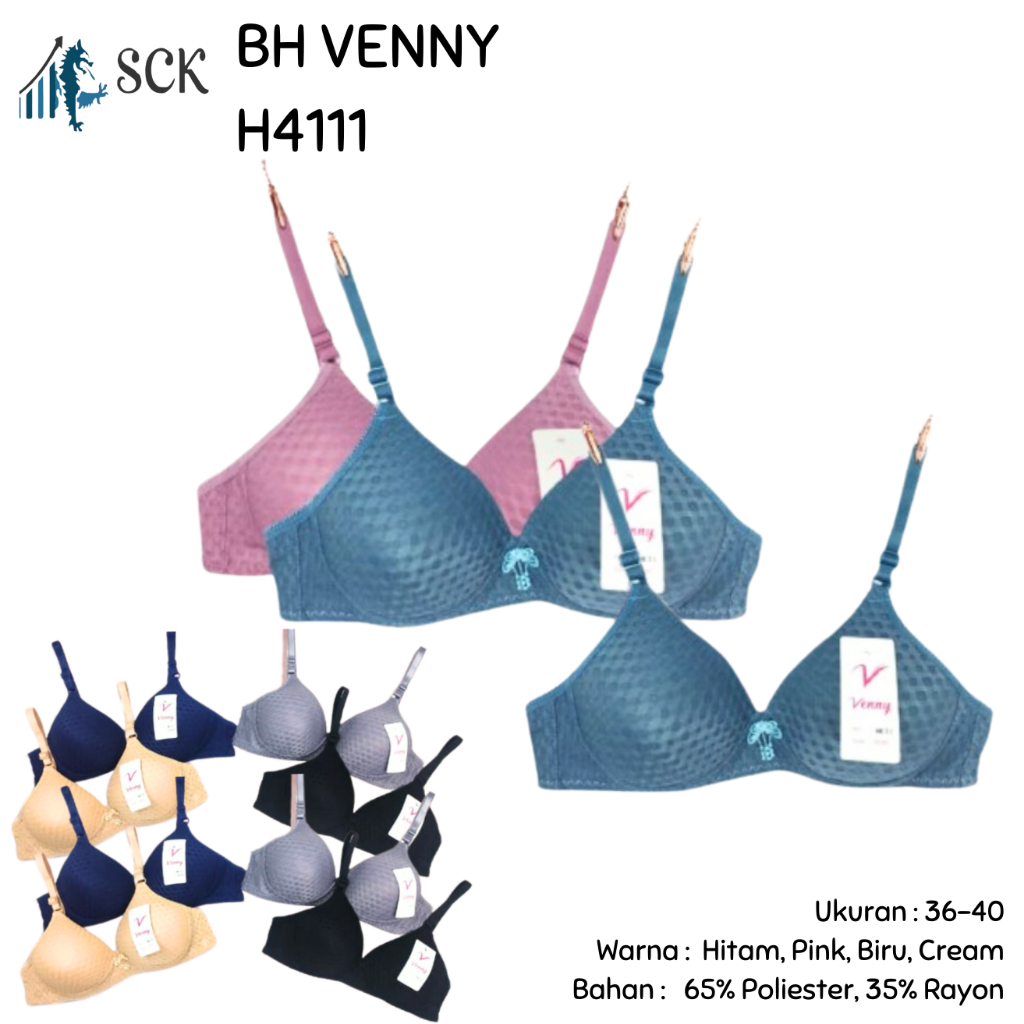 BH VENNY HFN H4111 Bahan Katun Busa Tipis Tanpa Kawat / Pakaian Dalam Venny 4111