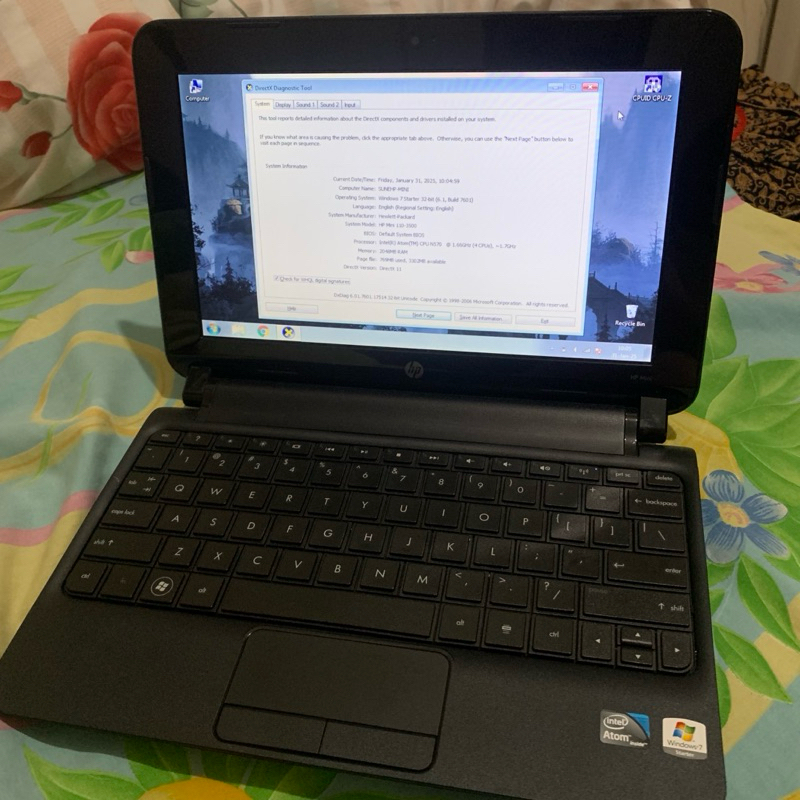 Laptop HP Mini 110-3500 Windows 7 Starter RAM 2GB
