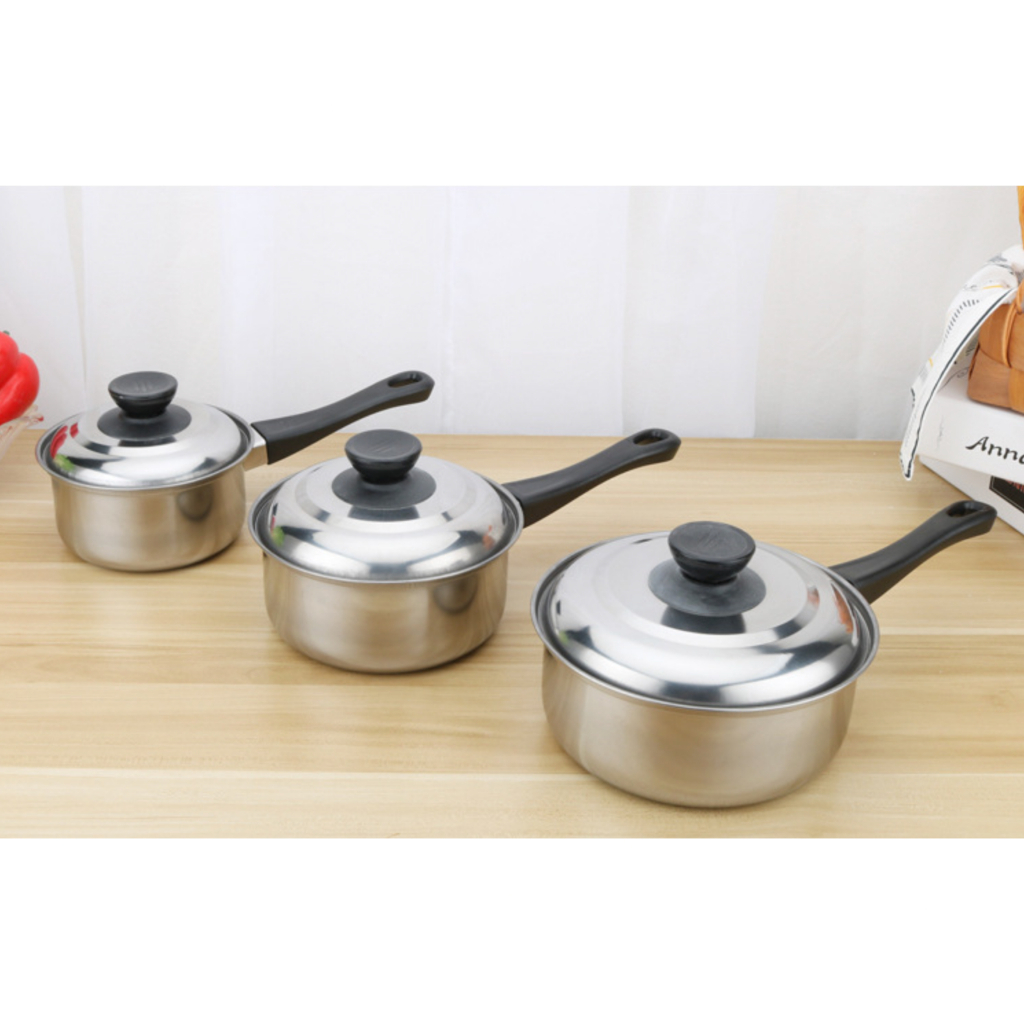 Panci Set Stock Pot Panci Susu Mini Stainless Steel Panci Sup Soup Pot Baskom dengan Tutup Stainless