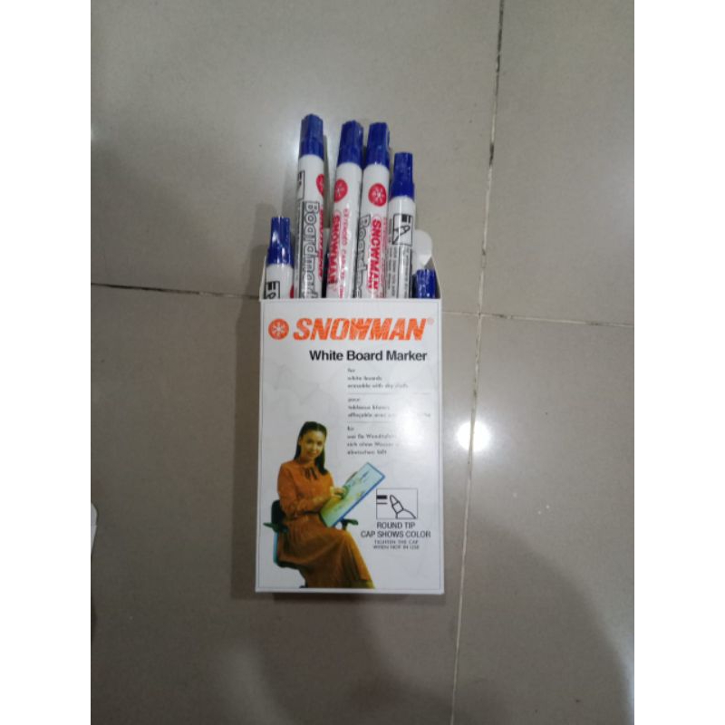

spidol snowman whiteboard BG12 warna biru 1kotak 12pcs