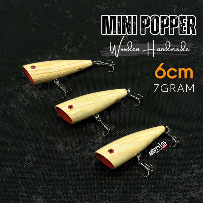 Mini Popper Hand made Lure Umpan Casting Ultralight Kayu Mengapung