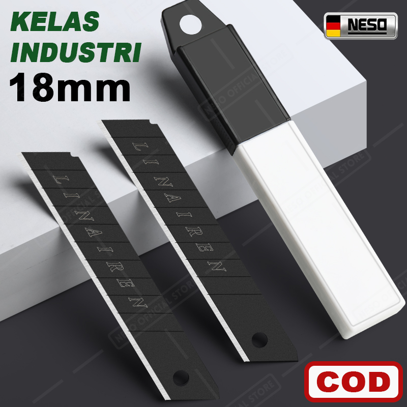 

NESO 18MM Cutter Pisau Pemotong Kertas Knife Utility Auto Lock multifungsi penggaris kater tajam Pisau Cutter D1023
