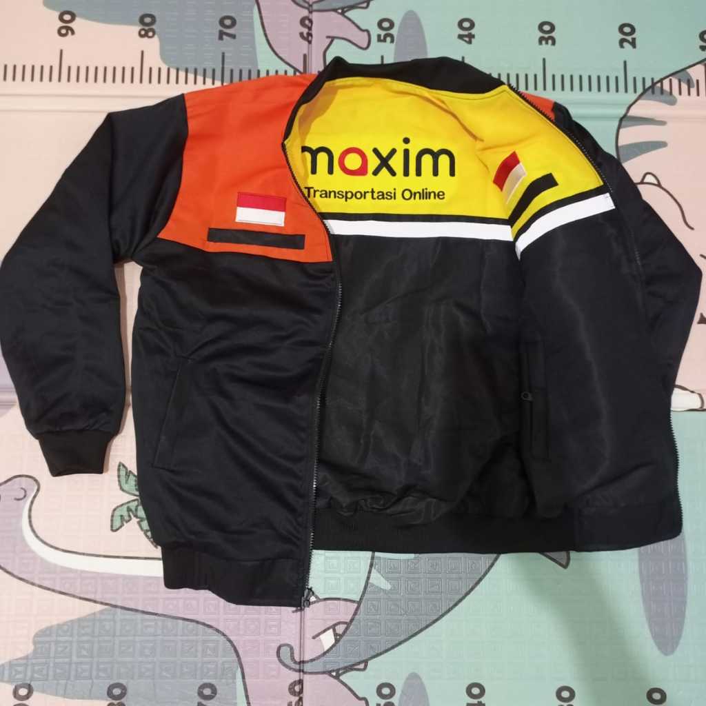 JAKEY BOMBER PRIA WANITA BOLAK BALIK MAXIM SOPI JAKET ORANGE KUNING HITAM KEREN LOGO BORDIR SEMUA JA