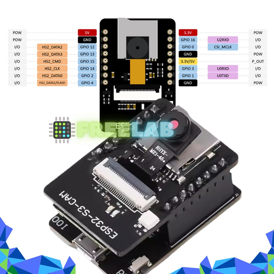 ESP32-S3-CAM WiFi 4 Bluetooth 5 Camera Modul OV2640 ESP32 S3 Cam N16R8 + Adapter Programmer
