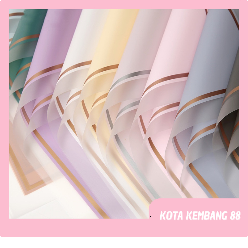 

20 LEMBAR Flower Wrapping Paper Varian List Gold Frame Transparan Kertas bunga cellophane Florist Kertas Kado KB05