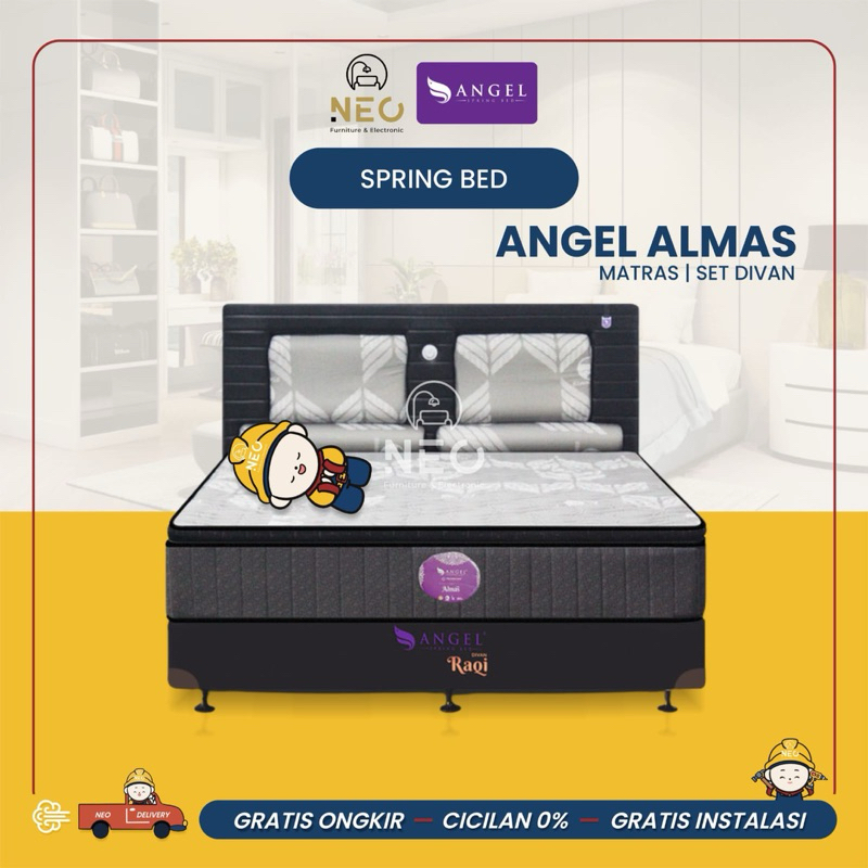 NEO - SPRING BED ANGEL ALMAS FULLSET KASUR AJA MATRASS ONLY  SET DIVAN RANJANG  TEMPAT TIDUR KING SI
