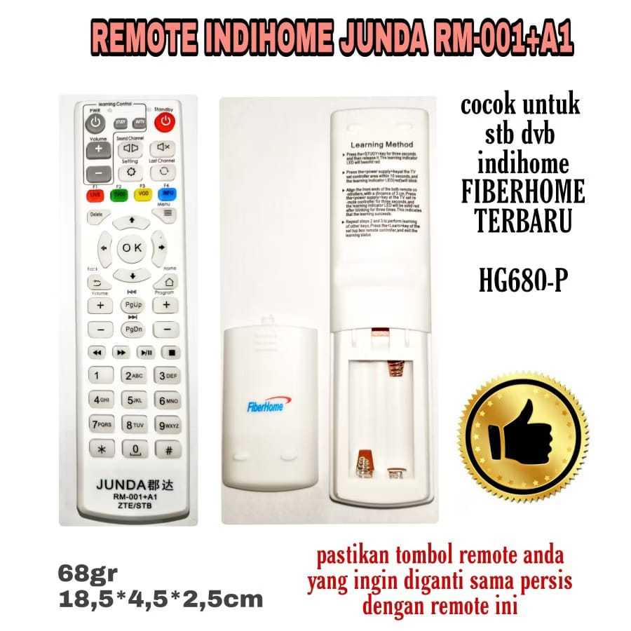 REMOTE STB DVB IND1HOME FIBER HOME ZTE PLUS TV HG680P JUNDA RM 001+A1