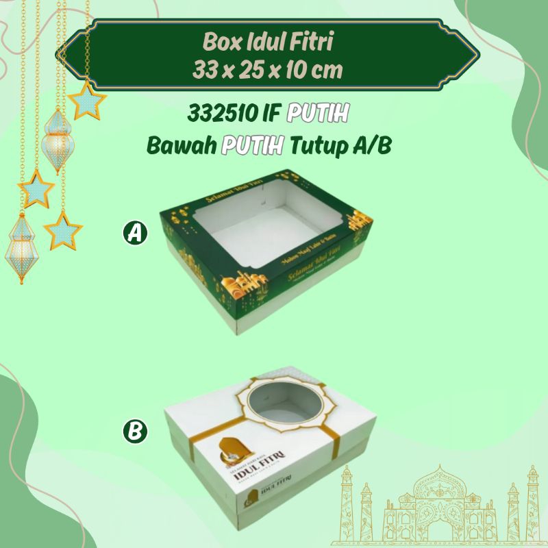 

332510 if putih - box kardus kotak kemasan makanan hampers lebaran idul fitri jendela bawah putih ukuran 33x25x10cm