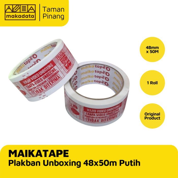 

OPP TAPE / PLAKBAN / LAKBAN UNBOXING PUTIH MAIKATAPE 48MM (1 ROLL)