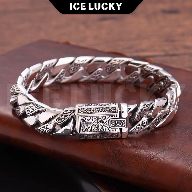 1164 Gelang Pria Gelang Pria Perak Gelang Pria Impor Asli Desain Retro Tiongkok Gelang Perak Thailan