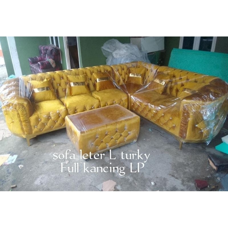 SOFA TURKY LETER L, JUMBO + MEJA, KELENGKAPAN SESUAI GAMBAR, BEBAS PILIH WARNA