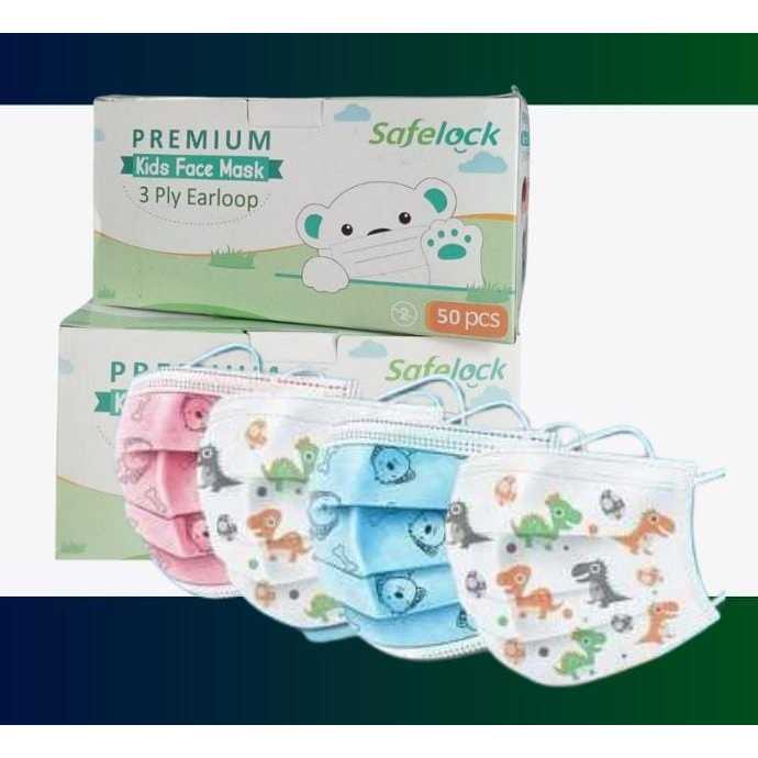 Masker Anak 3 Ply Earloop Safelock Premium