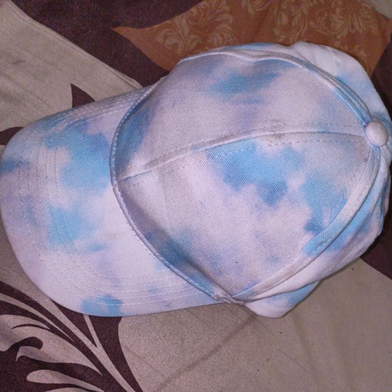 PRELOVED TOPI MINISO TIE DIE WHITE BLUE ORIGINAL