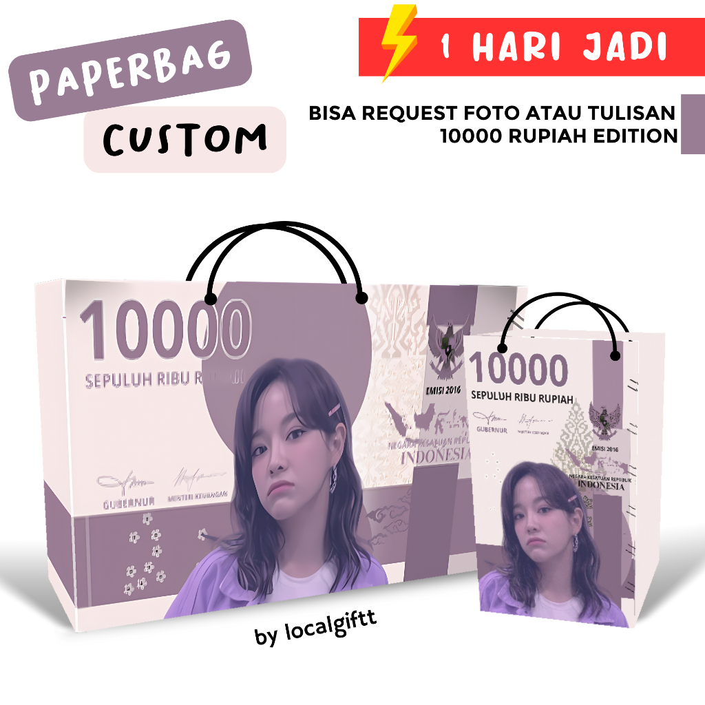 

Paperbag Custom 10000 Edition | Bisa request foto dan tulisan | Paperbag custom | Paperbag lucu | Paperbag Foto | Tas Custom