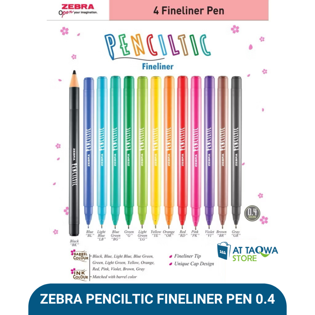 

Pulpen ZEBRA Penciltic Fineliner 0.4 mm Drawing Pen Warna