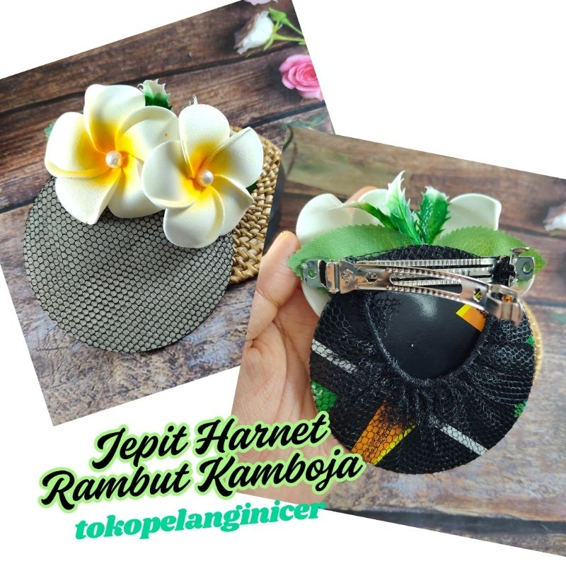 Jepit rambut harnet bunga kamboja- Kep rambut Hairnet kamboja-Jepit Korea Bunga Kamboja- Hair pin bu