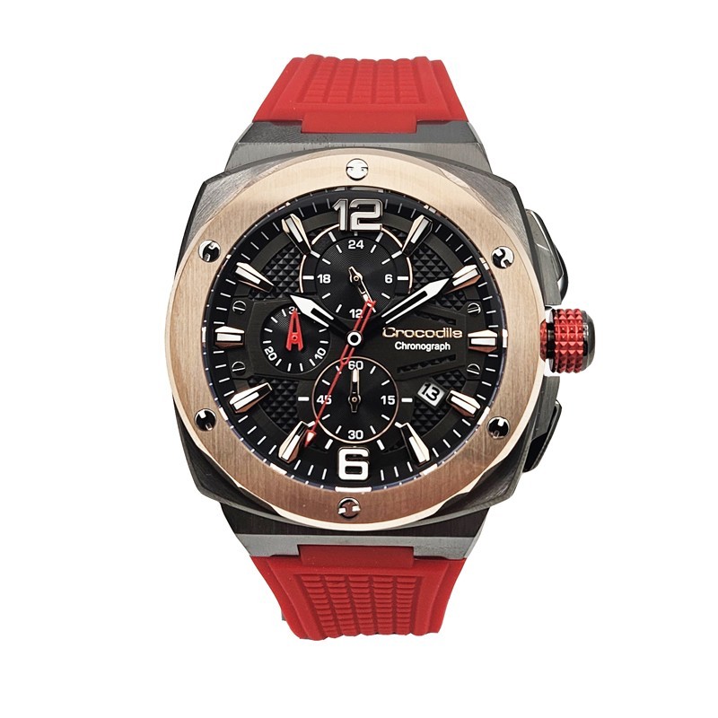 Crocodile CM-047G34J Jam Tangan Pria Analog Rubber-Merah Original
