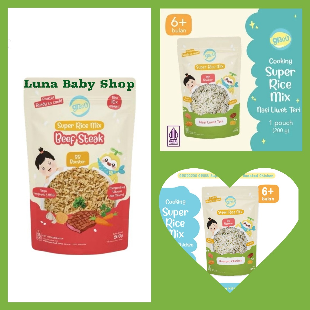 

Grouu Super Rice Mix 200Gr/Beras MPASI Booster Rice Nasi Instant No MSG