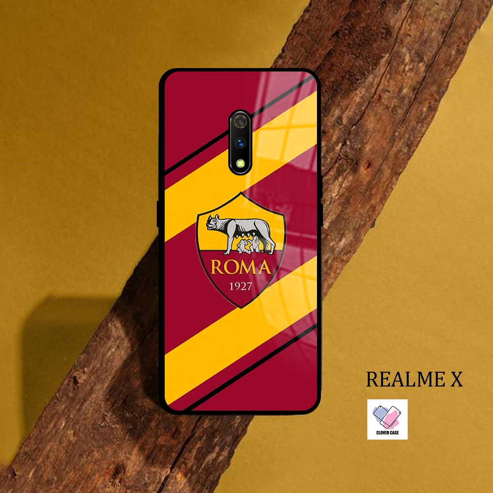 [BL45]  Case Glossy Case | REALME X | CASE KEKINIAN LUCU |  Casing Hp Kilau Motif AS ROMA