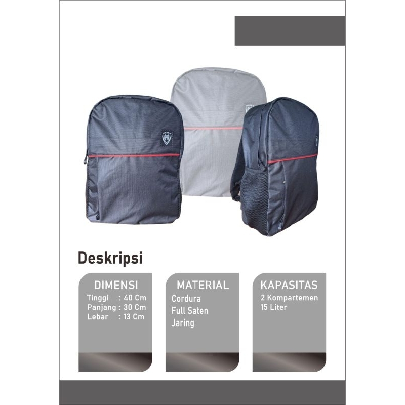 Tas Ransel Sekolah Unisex Double M A01108 (Alimi)