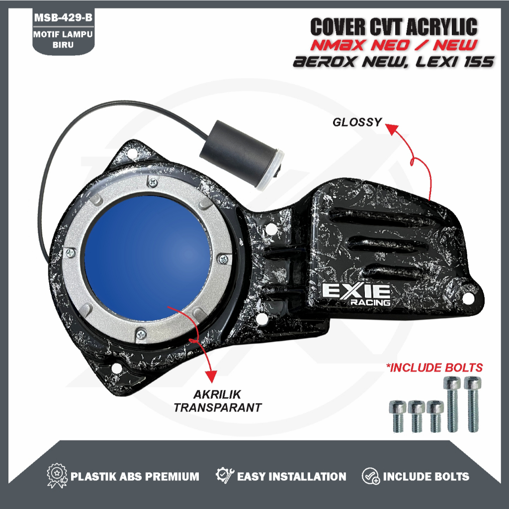 Cover CVT Akrilik Nmax NEO, Nmax & Aerox New, Lexi 155 - Aksesoris Motorcycle Penutup CVT Exie Art R