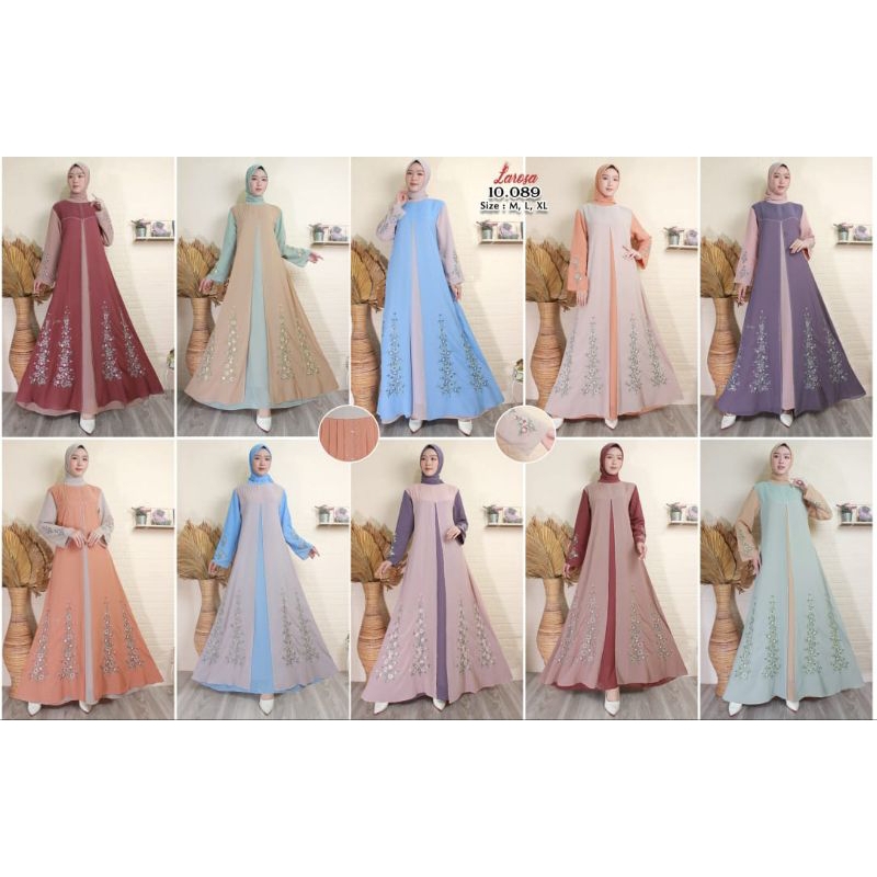 GAMIS LAROSA 02.089 BORDIR SET HIJAB /  DRESS +  HIJAB LAROSA  /  GAMIS ABAYA BORDIR by LAROSA BUSAN