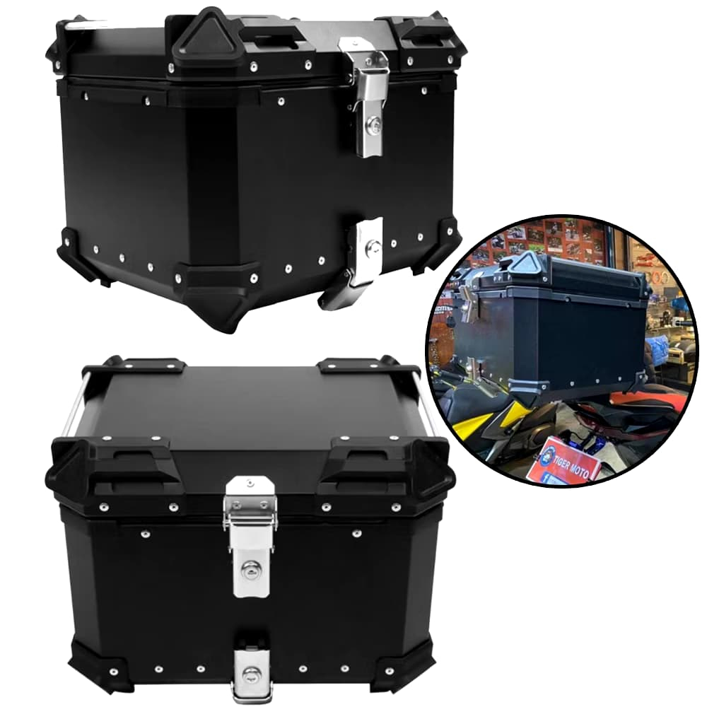 TOPBOX MOTOR KUNCI ALUMINIUM PANNIER 45 LITER + BRACKET KOTAK TOP BOX