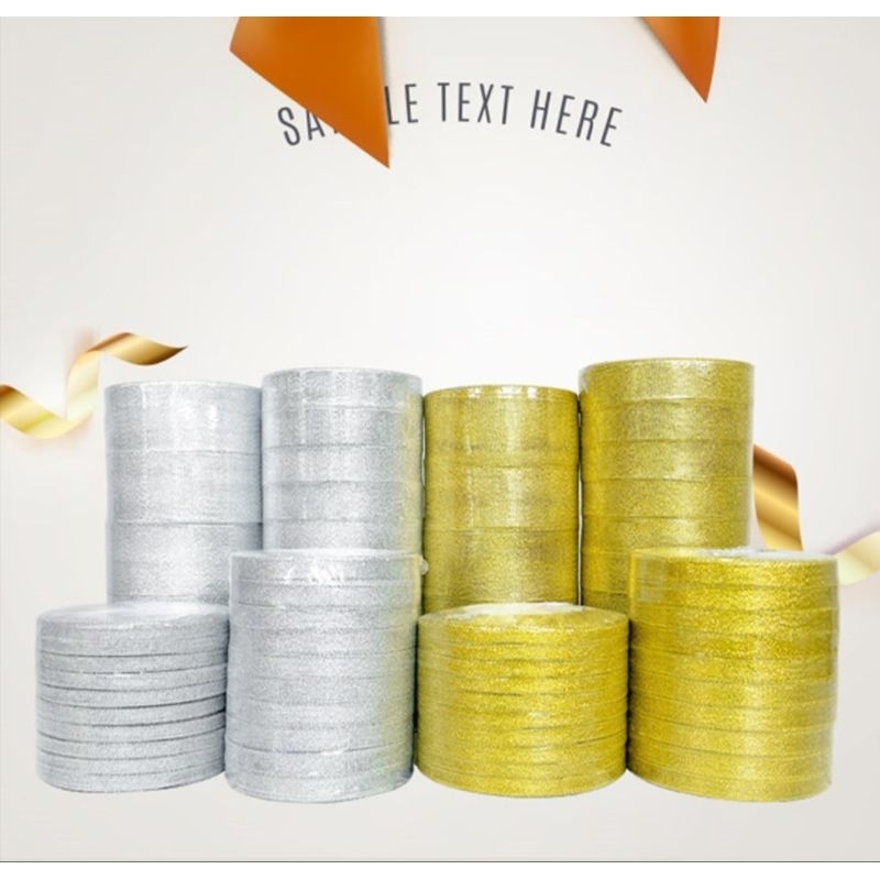 

pita glitter emas gold, silver perak 0.6cm - 5cm