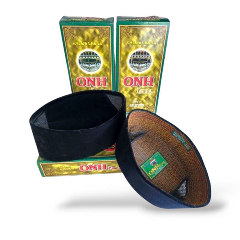 Songkok Peci Hitam Kopiah ONH Emas Ac Non Ac Tinggi 9 dan 10 Cm