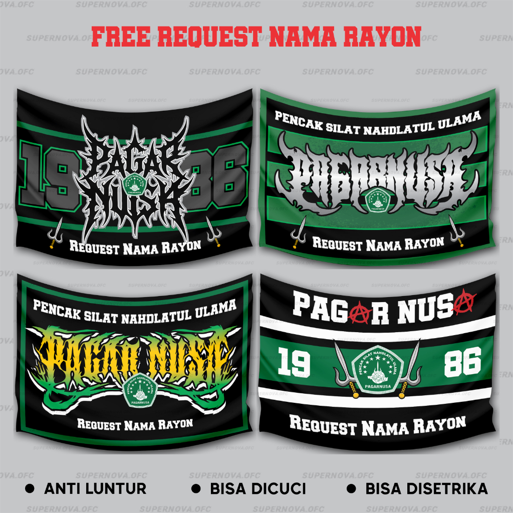 BAKARANANDIA - BENDERA JUMBO PERGURUAN SILAT PAGAR NUSA NU CUSTOM PREMIUM