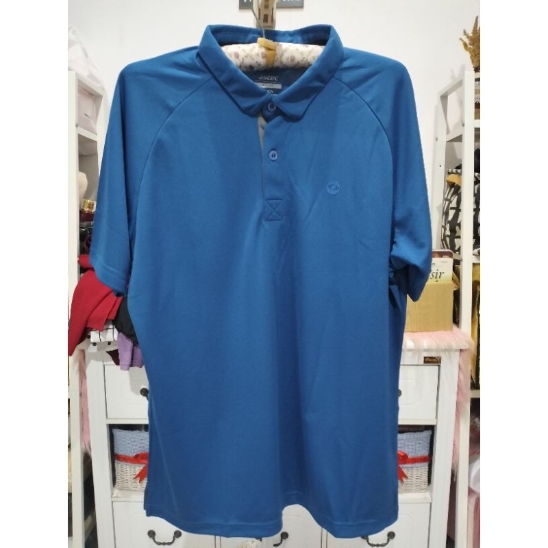 kaos kerah Astec ori biru elektrik