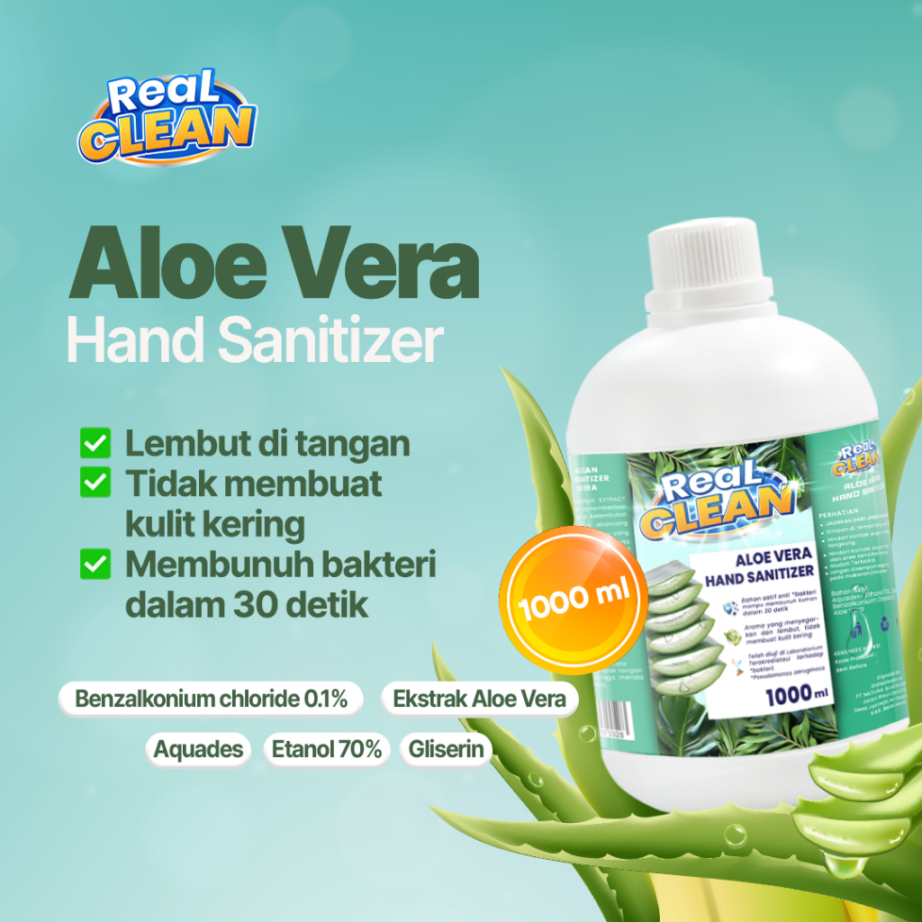 PROMO Real Clean Hand Sanitizer Cair Liquid Sanitizer 1 Liter - Refill Handsanitizer Spray Sanitizer