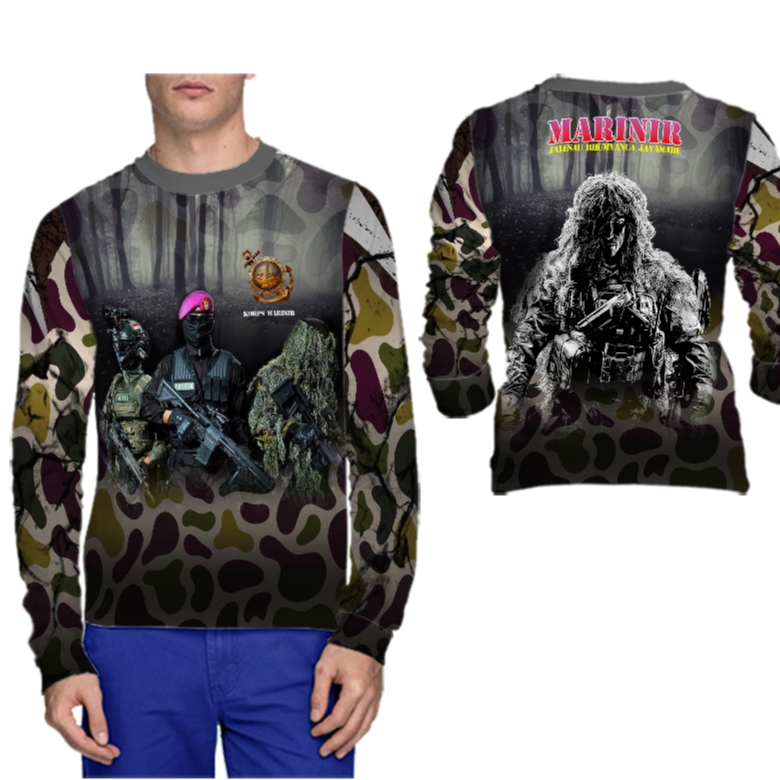 MARINIR TNI AL Baju Dinas Kaos Jersey Dewasa Tangan Panjang Gratis Nama