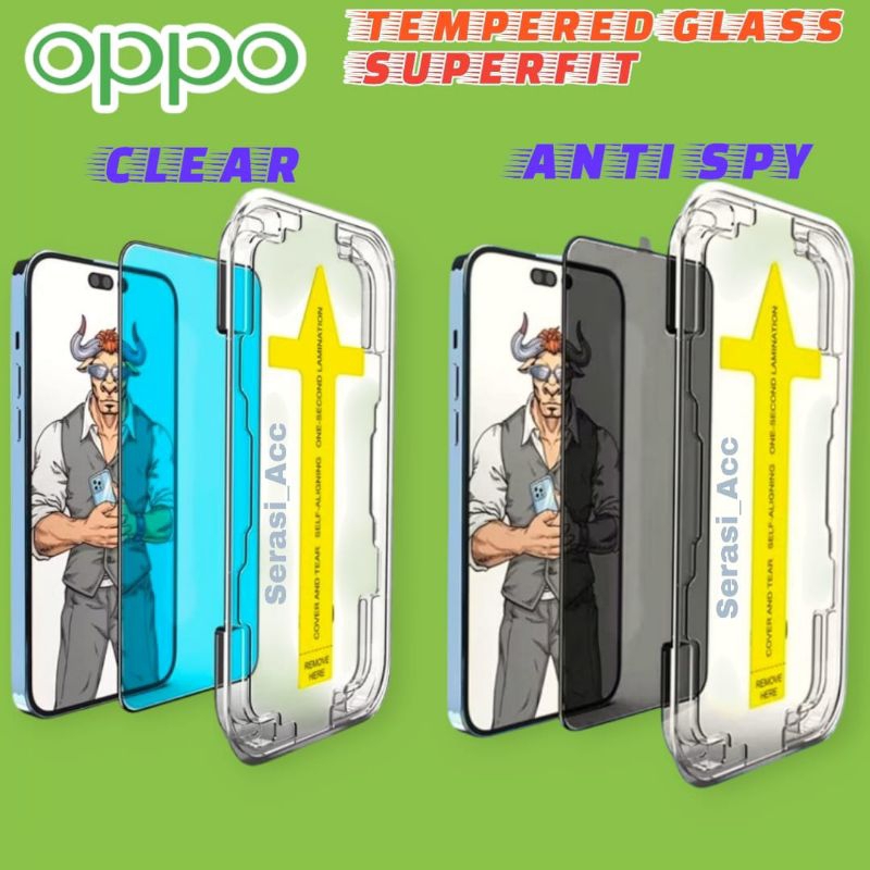 Tempered Glass Superfit Clear Bening / Anti Spy Oppo A52 A53 A53s A54 A54s A55 A55s A35 A56 A56s A57