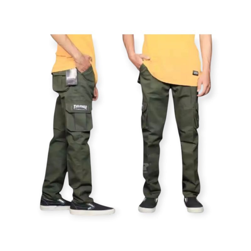 Celana Cargo Thraser Kimpul Panjang Pria Amerikan Drill