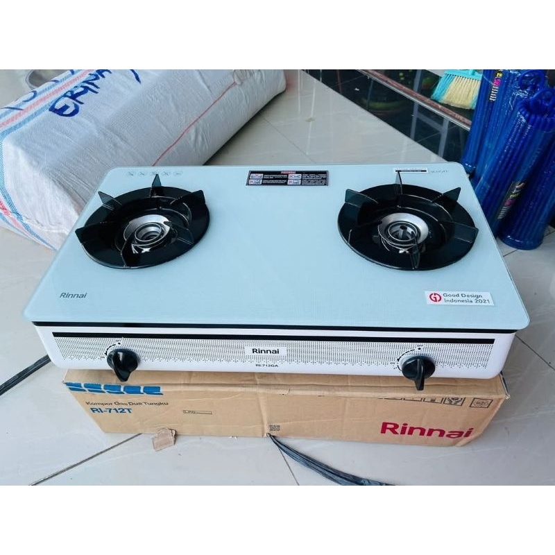 Kompor Gas Rinnai 2 Tungku Type RI-712GA W / Kompor Rinnai Kaca