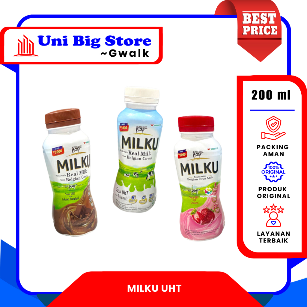 

MILKU SUSU UHT - CHOCOLATE - STRAWBERRY - ORIGINAL - 200 ml