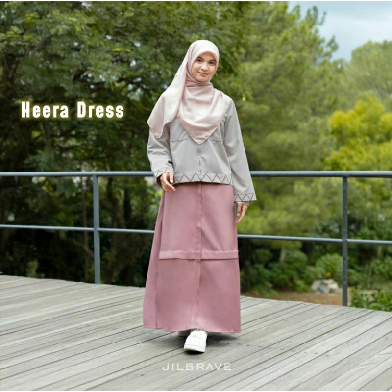 HEERA DRESS JILBRAVE | 2 IN 1 Style Gamis Set Outer | Gamis Outdoor Sporty Casual