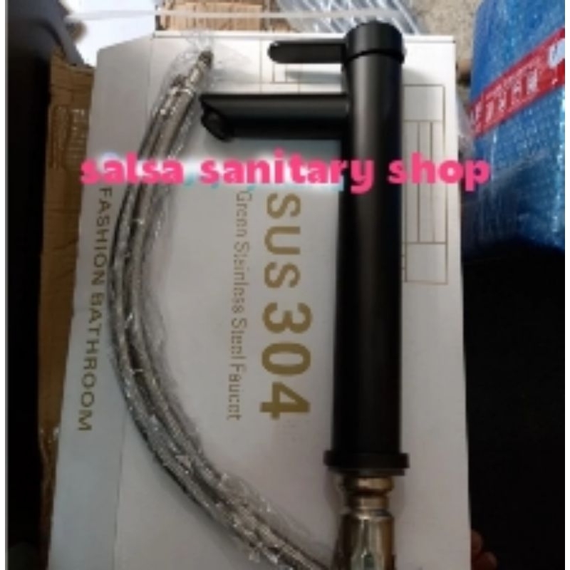 kran wastafel varian panas dingin hitam+Selang/kran wastafel air panas dingin