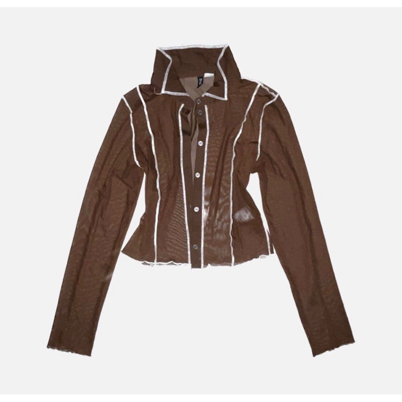 brown mesh top h&m