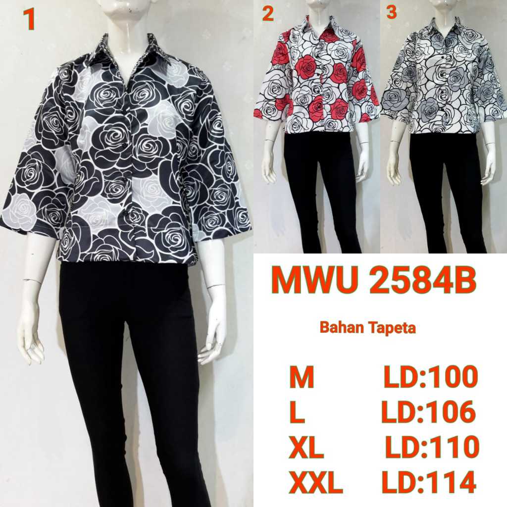 MWU Blouse Kemeja Panjang 7/8  Katun Silk Wanita 2584 B