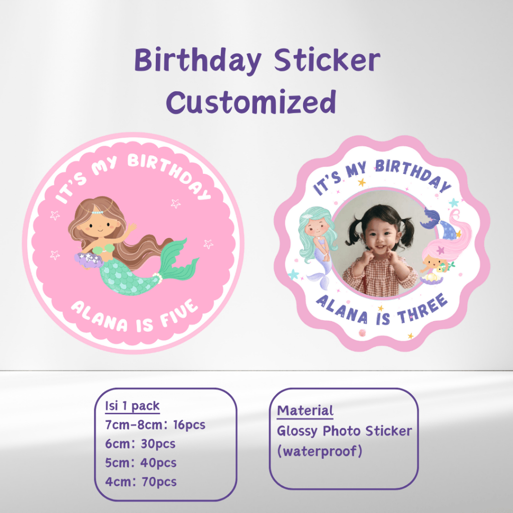 

Customized Birthday Sticker Anak Pack Untuk Gift Bag / Hampers / Makanan