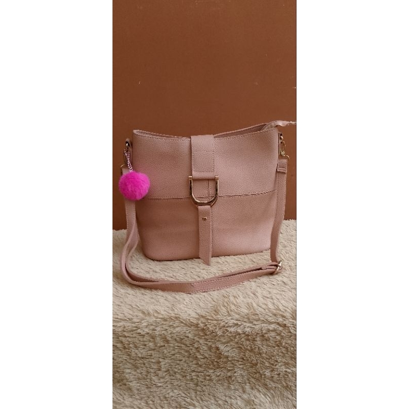 Preloved Tas Kulit Asli Soft Pink