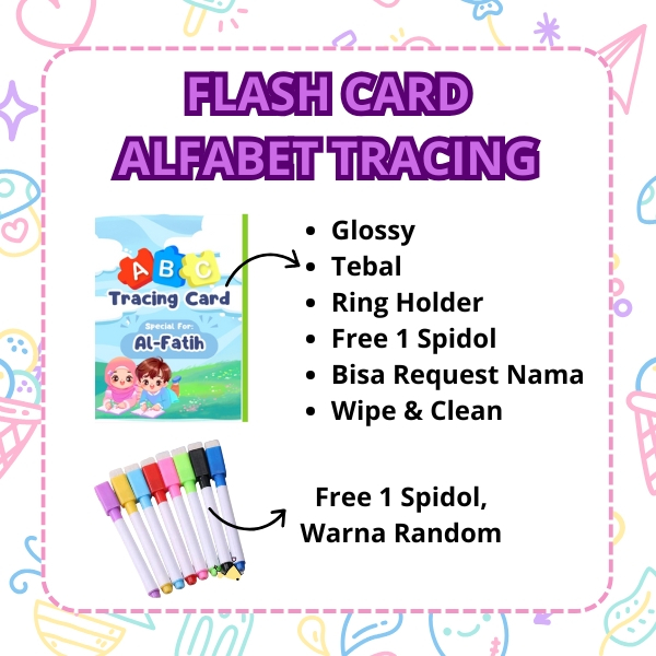 Flash Card Tracing Alfabet Media Ajar Belajar Membaca flash card alfabet bisa request nama