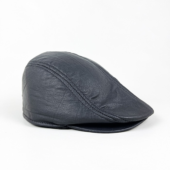 Topi Pria Bahan 100% Kulit Domba Premium Model Flat Cap / Topi Pet / Topi Kodok